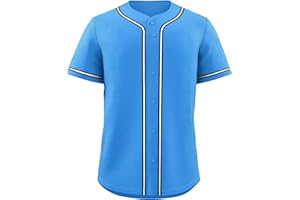 KXK Blank Baseball Jersey for Men Casual Button Down Shirts Short Sleeve Active Team Sports Uniform