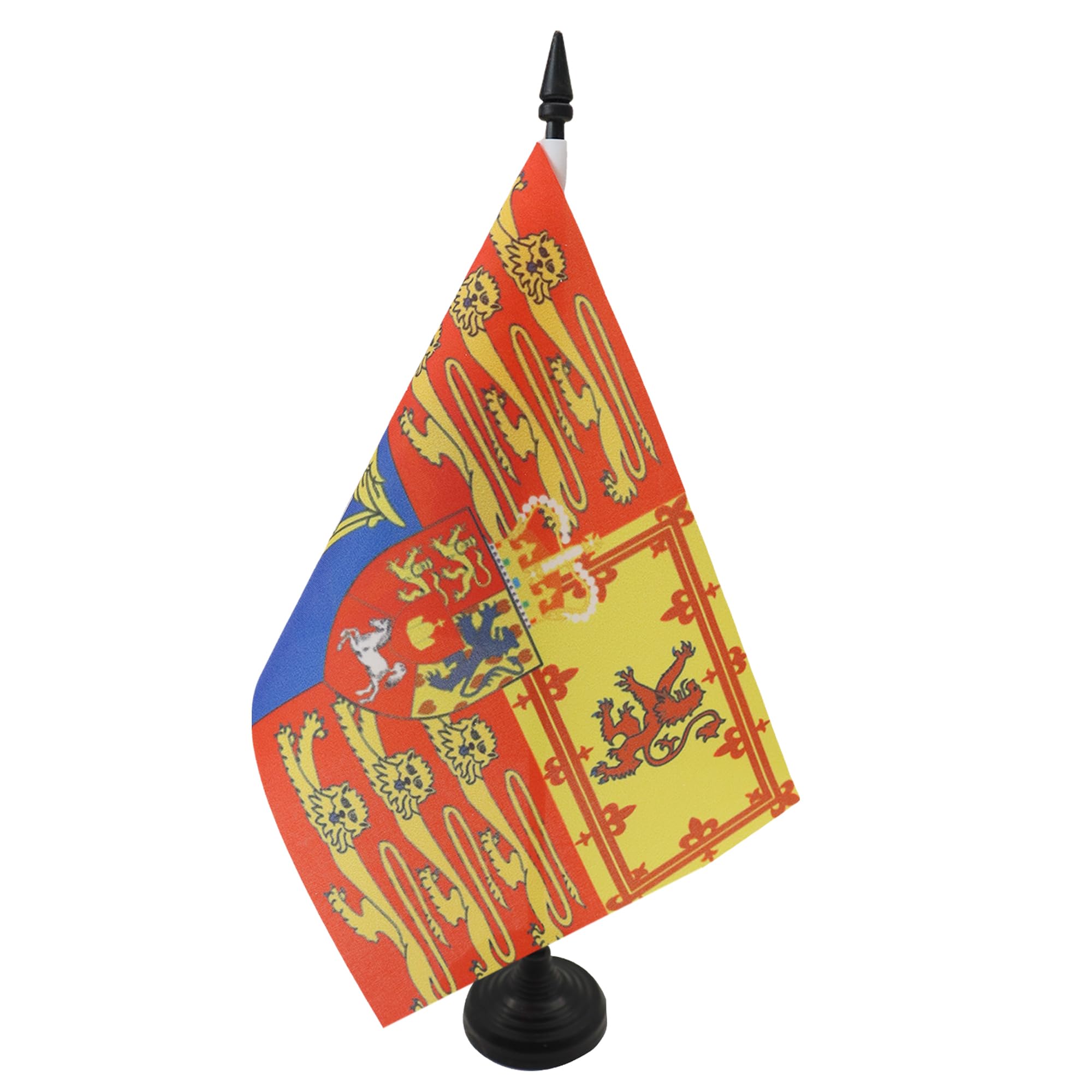 AZ FLAG United Kingdom Royal standard Table Flag 5'' x 8'' - Royal United Kingdom Office Decoration 100% Polyester 21 x 14 cm - Mini Desk Flag with Pole and Black Plastic Base