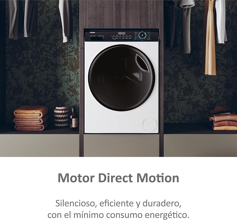 Haier i-pro series 3 hwd90-b14939-ib - máquina de lavar e secar, capacidade 9 kg + 6 kg, motor de movimento direto, abt, atualização, final atrasado, detector de kg, instalação gratuita, largura de 60 cm, 1400 rpm, branco