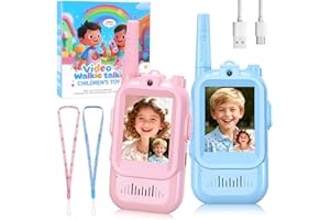 2 Pack Upgraded Video Walkie Talkies for Kids, HD Camera & Clear Voice & 1000 Ft Range, Rechargeable Walkies Talkies with 4 V