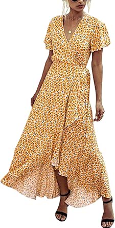 tan and white polka dot halter neck dress