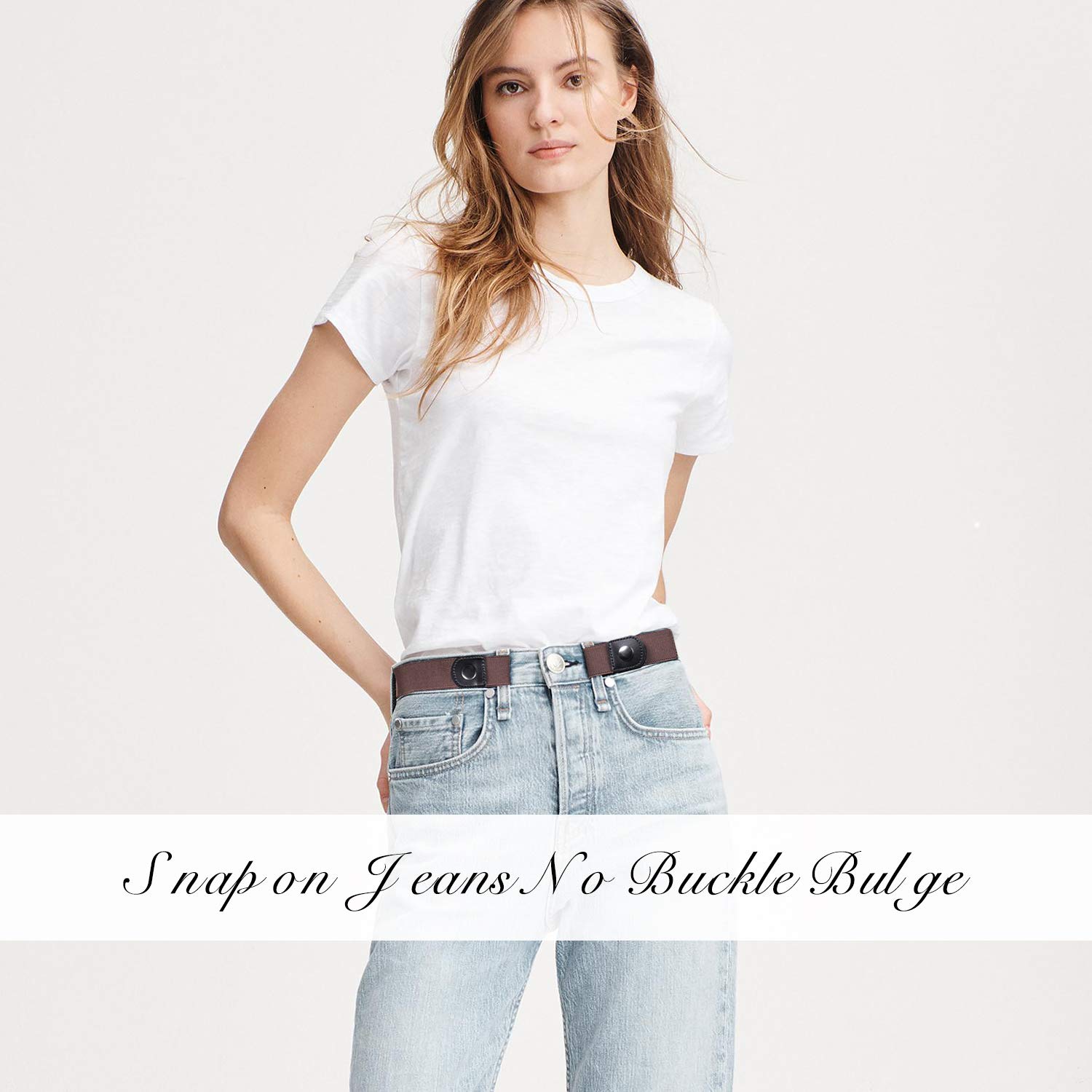 No Buckle Invisible Stretch Belt Buckle-Free Elastic Belt for Women