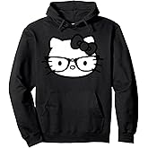 Hello Kitty Black and White Nerd Glasses Pullover Hoodie
