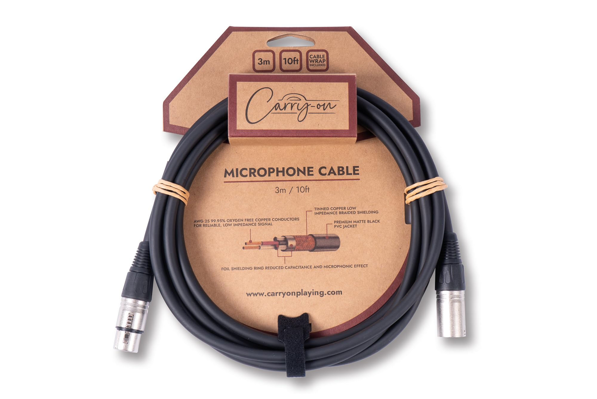 Carry-on Microphone Cable 3M (10ft), Heavy-duty XLR Connectors, Suitable for Microphone, PA System, Audio Mixers, Audio Recording, Studio Monitors