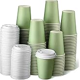 Funtery 100 Pcs Sage Green Cups 12 oz Sage Disposable Paper Cups for Baby Shower Bridal Shower Wedding Party Green Paper Cup for Easter Party Supplies Coffee Tea Hot Cold Beverage