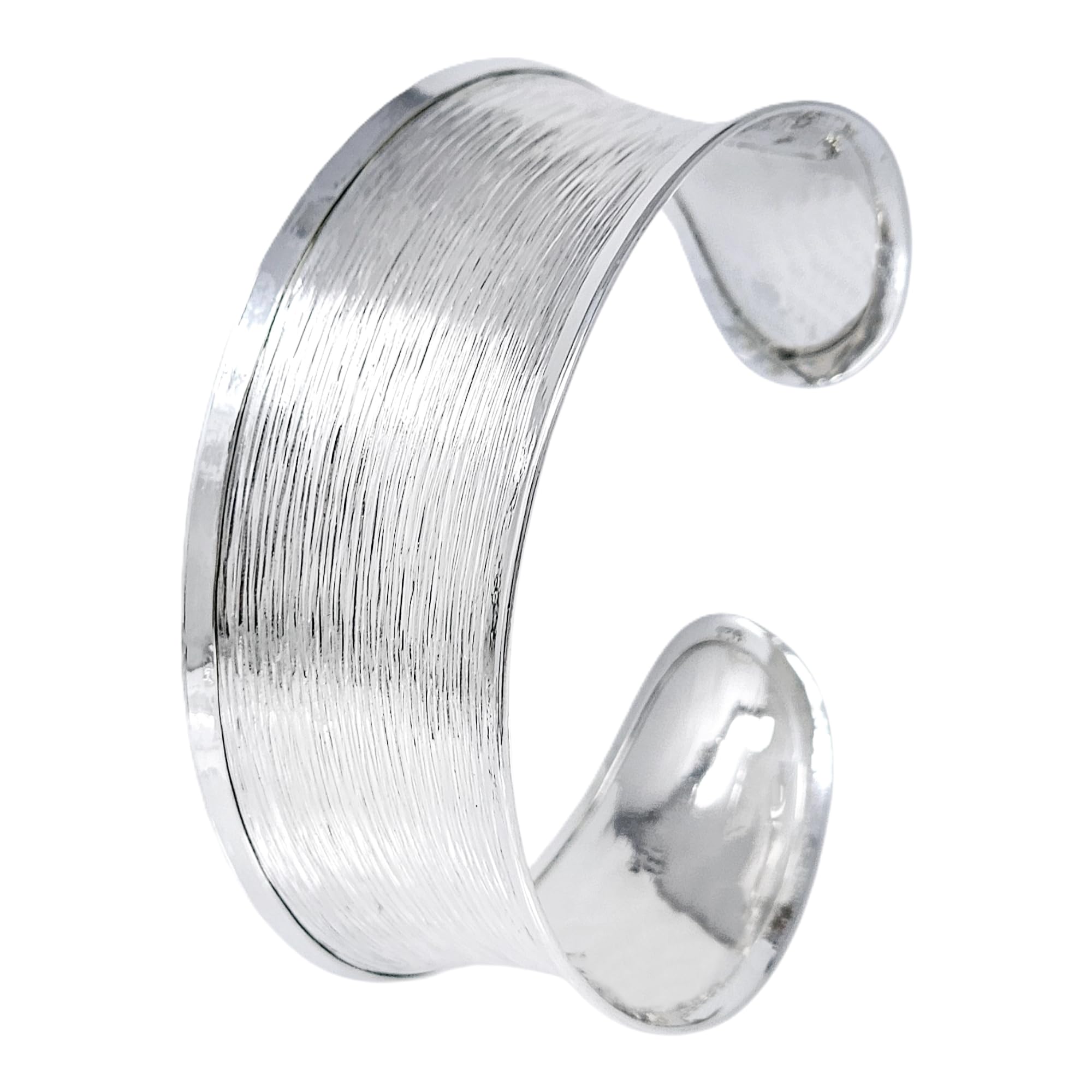 Treasure Bay Womens Chunky Statement Silver Cuff Bangle - 925 Sterling Silver Bangle Bracelet for women girls