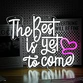 LIUOZHTEA The Best Is Yet To Come Neon Sign Love Heart LED Neon Light for Wall Decor Dimmable USB Powered White Pink Letters light Up Sign for Bedroom Wedding Birthday Party(16.7 * 12.6 In)