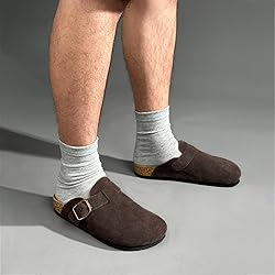 FITORY Mens Suede Clogs with Arch Support，Leather