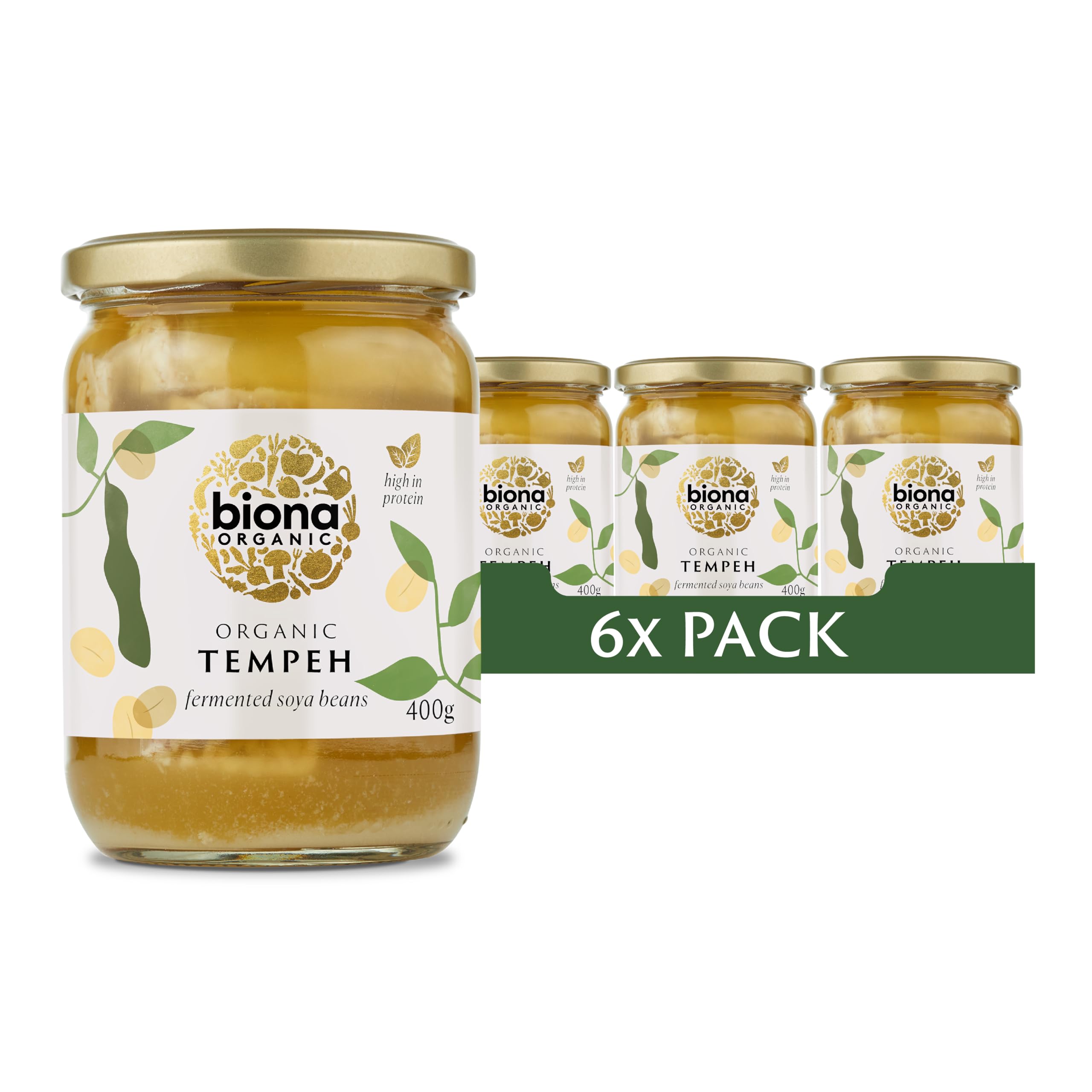 Biona Organic Tempeh,Organic Fermented Whole Soya Beans, 6 x 400g
