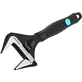 DURATECH 8-Inch Wide Jaw Adjustable Wrench | Black Oxide Finish Plumbing Wrench, CR-V Steel, SAE and Metric Scale Marked, Ergonomic Grip