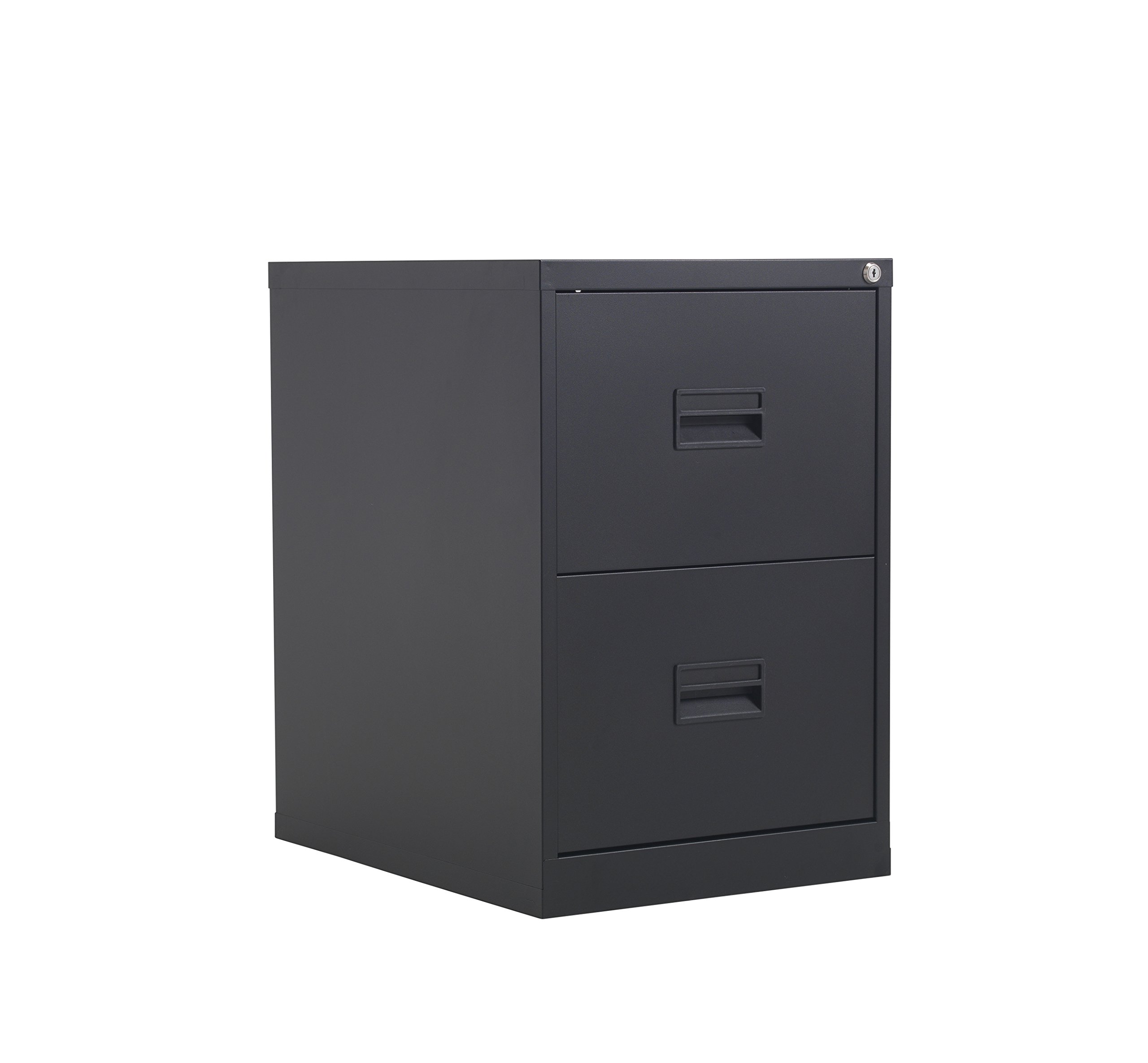 Office Hippo Heavy Duty Steel Filing Cabinet, 2 Drawer Filing Cabinet, Fully Welded Construction with 40kg Drawer Tolerance, Lockable Office Storage, 7 Year Guarantee, Black