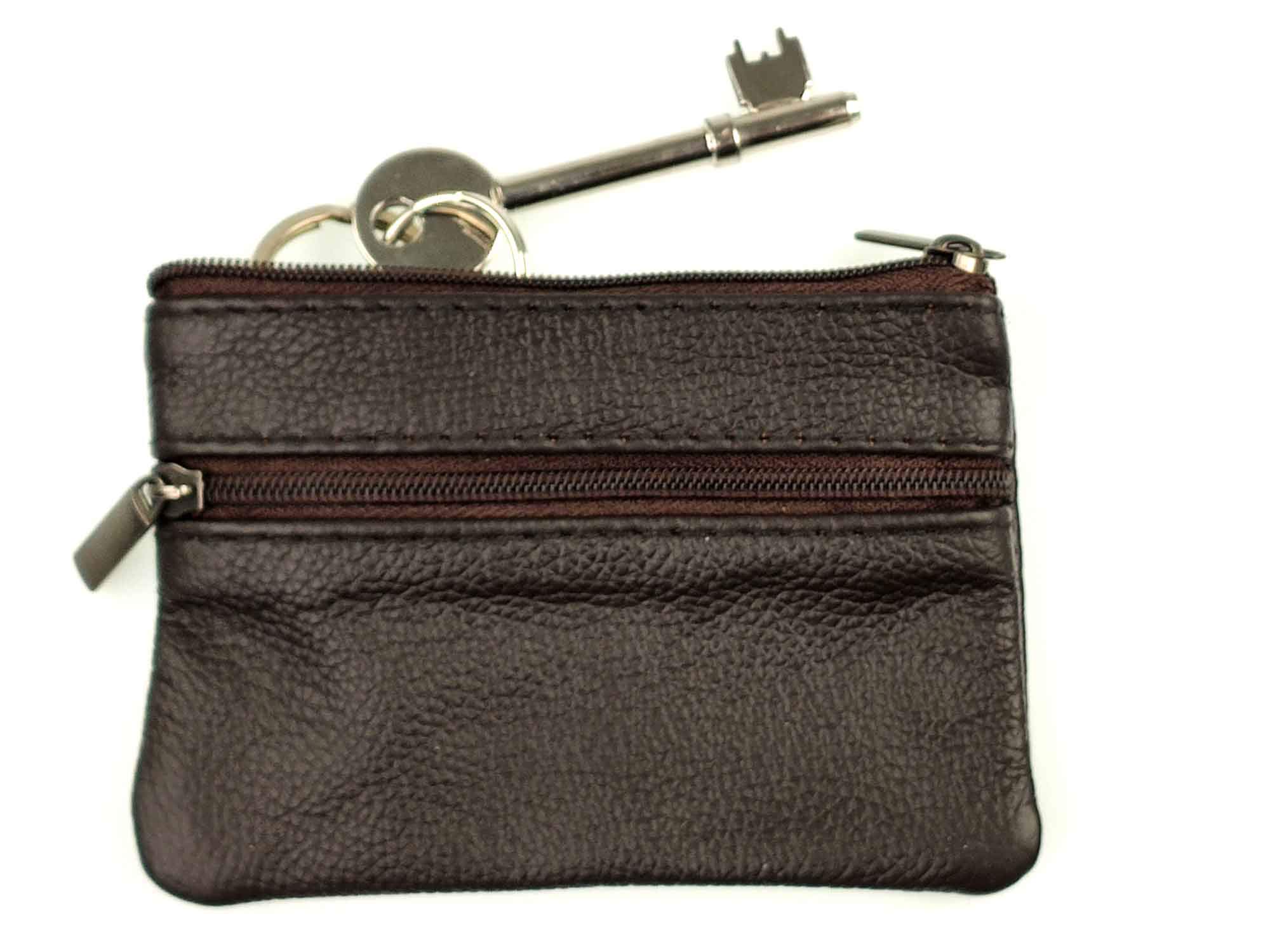Genuine Brown Leather Key Wallet and Coin Pouch