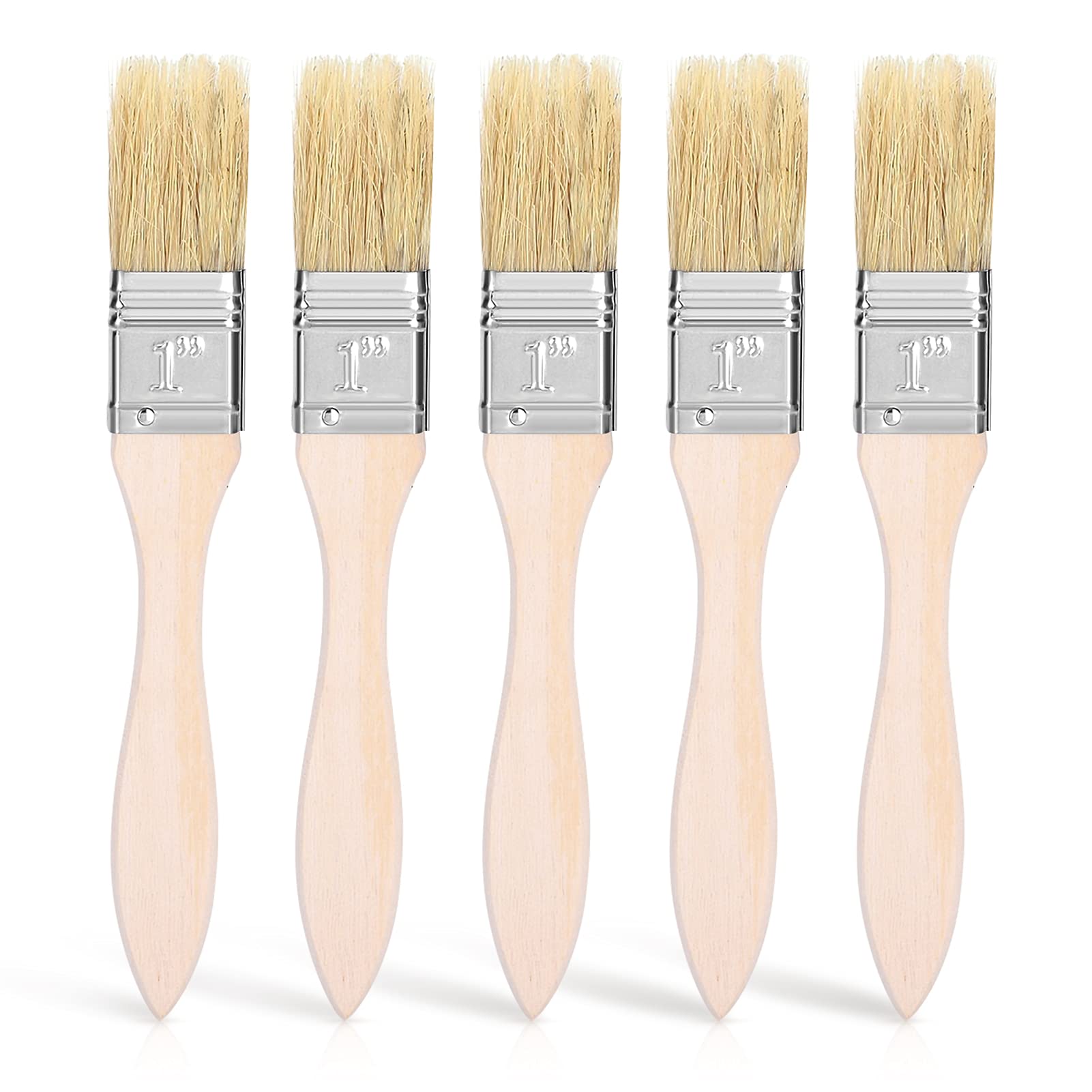 5pcs Pastry Brushes, Natural Bristle Pastry Brushes with Wooden Handle, Kitchen Desserts Baking Oil Brush Barbecue Basting Brush Utensil for Grill BBQ Spreading Butter Cooking Baking Marinade