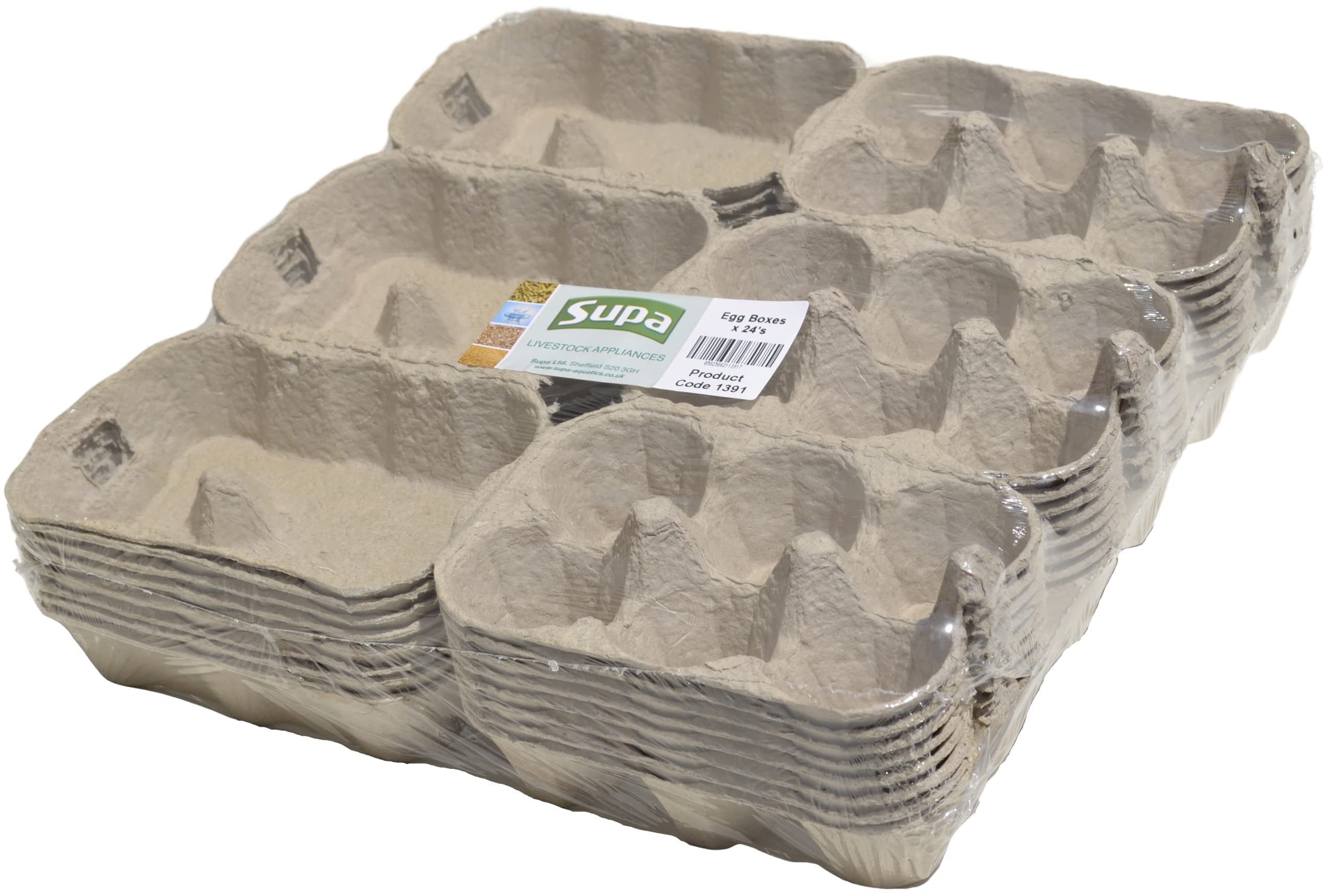 Supa Half Dozen Egg Boxes x 24-Pieces, Traditional Fibre Egg Box, 100% Recyclable and Biodegradable. Packs are Designed to Take Chicken Eggs from Small to Extra Large.