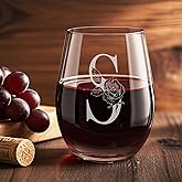 Valentines Day Gifts for Her, Gifts for Women Her Friend Mom Grandma Wife Sister Bridesmaid Nurse, Birthday Galentines Mothers Day Christmas, Personalized Initial Customized Wine Glasses 18OZ(S)