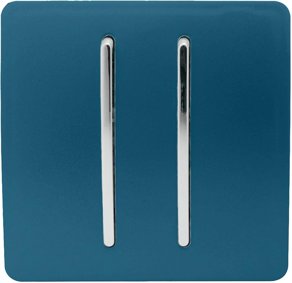 Trendi Switch Midnight Blue 2 Gang 2 Way 240V Screwless Front Plate 10A