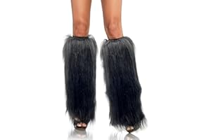 FHQHTH Fuzzy Faux Fur Leg Warmers Fur Heels Long Boots Cuff Cover has Elasticity One Pair Dionysia Boot cover Carnival 18"