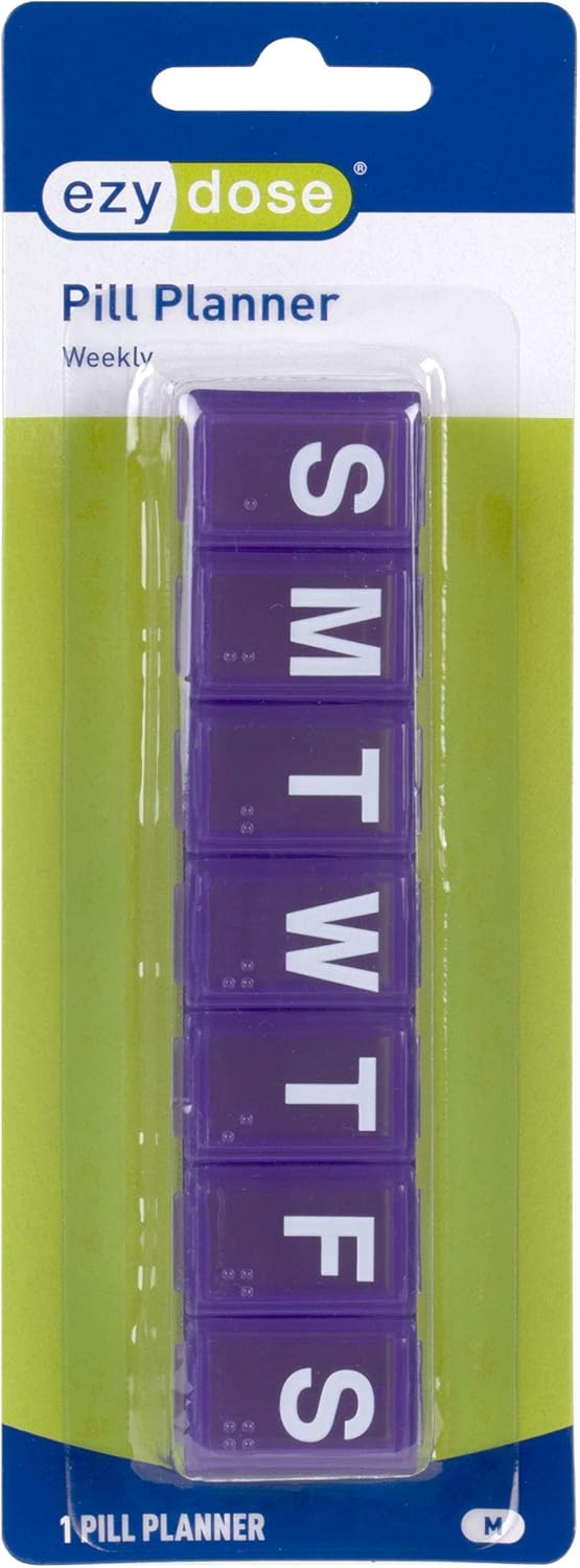 Ezy Dose Travel (7-Day) Pill, Medicine, Vitamin Organizer Box | Weekly, Daily Planner | Medium Compartments | Assorted Color: Health & Personal Care