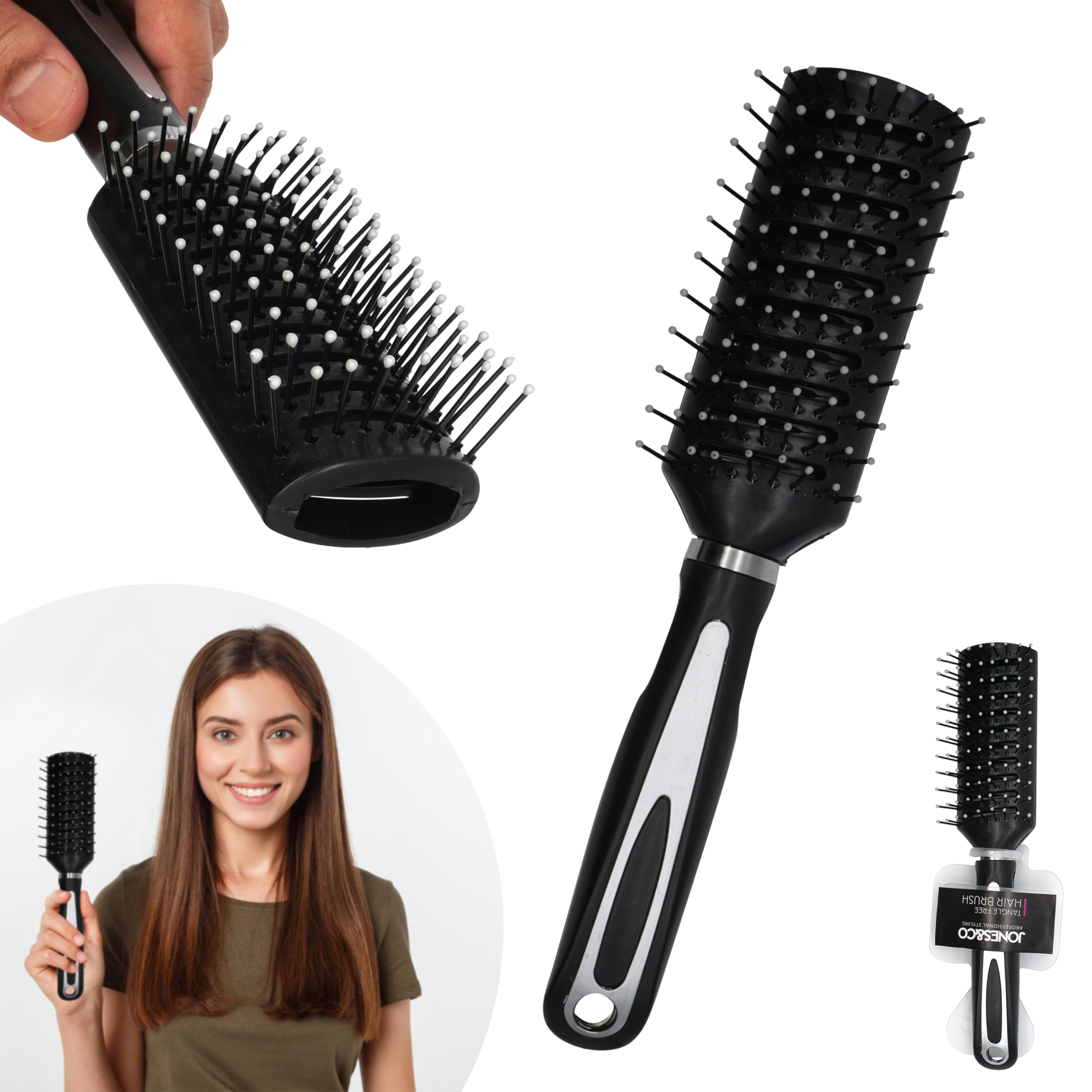 Vented Hair Brush for Women, Detangle Hair Brush for Blow Drying With Lightweight Grip, Bristle Hairbrush for Thick and Thin Hairs, Ball Tipped Bristles Vented Hairbrush Size-23cm