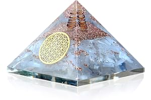 ORGONITE CRYSTAL Orgone Selenite Crystal Pyramid with Flower of Life –for Chakra Healing and Spiritual Protection from E-emission and Negative Energy