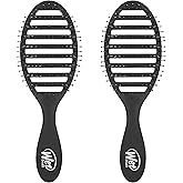 Wet Brush Speed Dry Hair Brush - Black - Vented Design and Ultra Soft HeatFlex Bristles Are Blow Dry Safe With Ergonomic Handle Manages Tangle and Uncontrollable Hair - Pain-Free (Pack of 2)