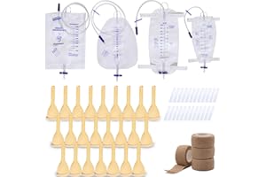 JADE BUTTERFLY Condom Catheter for Incontinence for Men, 24pcs Soft Latex Condom Catheters for Elderly Men Age 80, External Male Catheters with 750/1000/1500/2000ml Urine Bags & 4 Roll Tapes, Urine Collection (30mm)