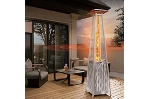EAST OAK 48,000 BTU Pyramid Patio Heater, Quartz Glass Tube Propane Outdoor Heater with Wheels, Triple Safety Protection, 2025 Upgrade for Home, Backyard & Commercial Spaces, Stainless Steel