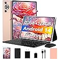 DEERTiME Android 14 Tablet 10.1 Inch 8000mAh Battery Tablets with 22GB RAM 128GB ROM 1TB Expand, Octa-Core HD Touchscreen Tablet with Keyboard, Mouse, Support Widevine L1, Split-Screen - Gold