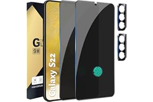 CWQZGUF [2+2 Pack] Galaxy S22 Privacy Screen Protector, 2 Pack Privacy Tempered Film with 2 Pack Camera Lens Tempered Glass, High Clarity, Anti-Spy Protection for Samsung S22 5G Screen Protector