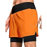 Haimont Men's 2 in 1 Running Shorts with Zipper Pockets Quick Dry Athletic Gym Workout Shorts with Liner