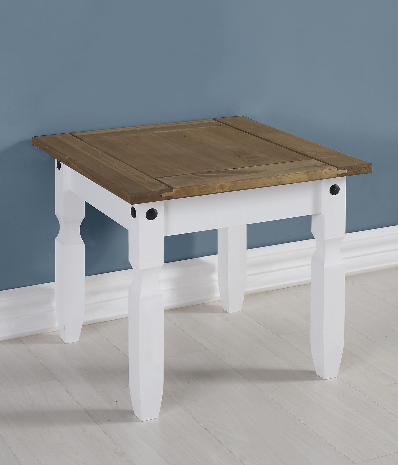 Corona White / Distressed Pine Lamp Table *BRAND NEW*