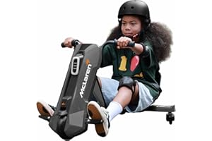 SAVEJOY Licensed McLaren Electric Go Kart for Kids, 24V Drifting Go Cart Shift - 360° Spin, Stepless Twist Grip, Max 6 MPH, 3 Adjustable Seat, Music, Drift Kart for Riders up to 132 lbs, Black