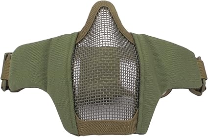 GES Foldable Tactical Half Face Mask Outdoor Mask Protective Mesh Riding Breathable Mask for Airsoft Paintball CS with Adjustable Belt Strap (Green)