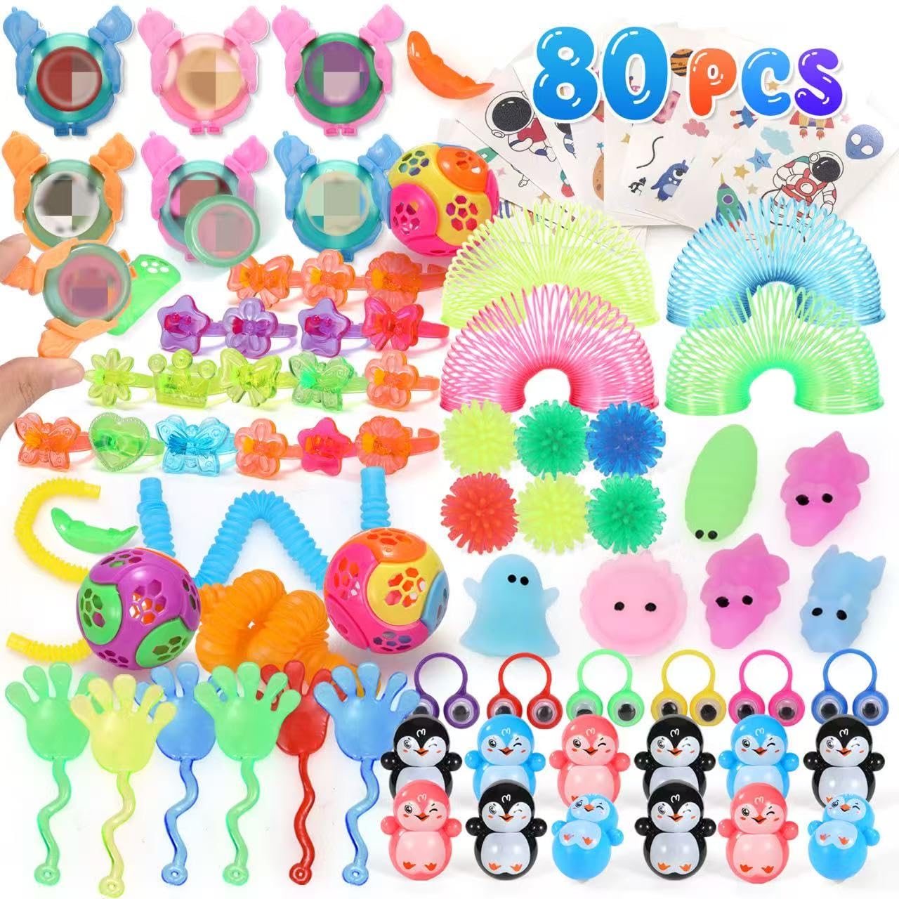 OGNI ORA 80 pcs Party Bag Fillers Toy Assortment for Kids Bulk Mixed Toys for Party Favours, Classroom Rewards, Lucky Dip, Birthday & Christmas Fidget Toys for Boys & Girlses, Rewards