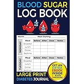 Blood Sugar Log Book: Large Print Diabetes Journal