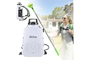 Nichro Battery Powered Backpack Sprayer, 2 Gallon Electric Sprayer with Pluggable Battery, 2.3m Telescopic Pole, 0-100 PSI Pressure, Adjustable Shoulder Strap, Wide Mouth Lid for Garden, Lawn,Cleaning
