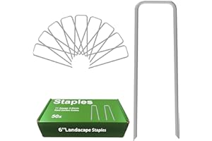 AAGUT Garden Stakes Pins, Landscape Staples 50 Pack 6 Inch 11-Gauge Galvanized Lawn Stake for Dog Fence, Weed Barrier Fabric, Ground Cover, Irrigation Tubing Soaker Hose, Chicken Wire
