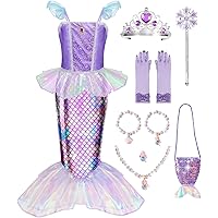 LOYO Princess Dress Up for Girls - Mermaid Costume for Girls, Halloween Costume for Kids Aged 3-10 Christmas Gift