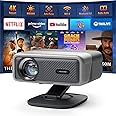 [Netflix Officially&AI Auto Focus]AuKing Smart Projector with Wifi and Bluetooth,Auto Focus&Keystone Projector4K,3D DoIby Audio, 1200ANSI Outdoor Projector with Omnidirectional Rotating Stand(Grey)
