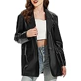 Fahsyee Women's Faux Leather Blazer Jackets, Motorcycle Oversized Moto Biker Coat Vegan Pleather Fashion