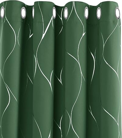Deconovo Window Treatment Eyelet Room Darkening Curtains Silver Wave Foil