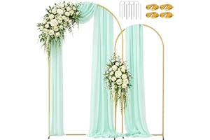 EMATR Arch Backdrop Stand Set of 2 (6/7.2FT),Stable Arched Golden Metal with Easy Installation and Disassembly,for Decorating