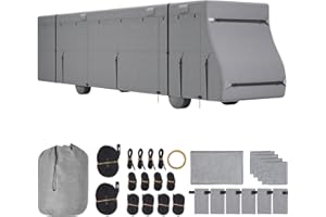 VEVOR Class A RV Cover, 40-43 ft Motorhome Cover, Non-Woven Fabric Motorhome RV Cover, Waterproof, Windproof and Rip-Stop, Camper Cover with Storage Bag, Repair Patches, Straps and Tire Covers