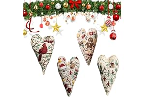 TIMLIFE DIY Heart Shaped Hand Embroidered Christmas Ornament Kit, 2026 New Embroidery Christmas Ornament Kits, Handmade Tree Decoration for Holiday Decorations, Winter Decor (4PCS)