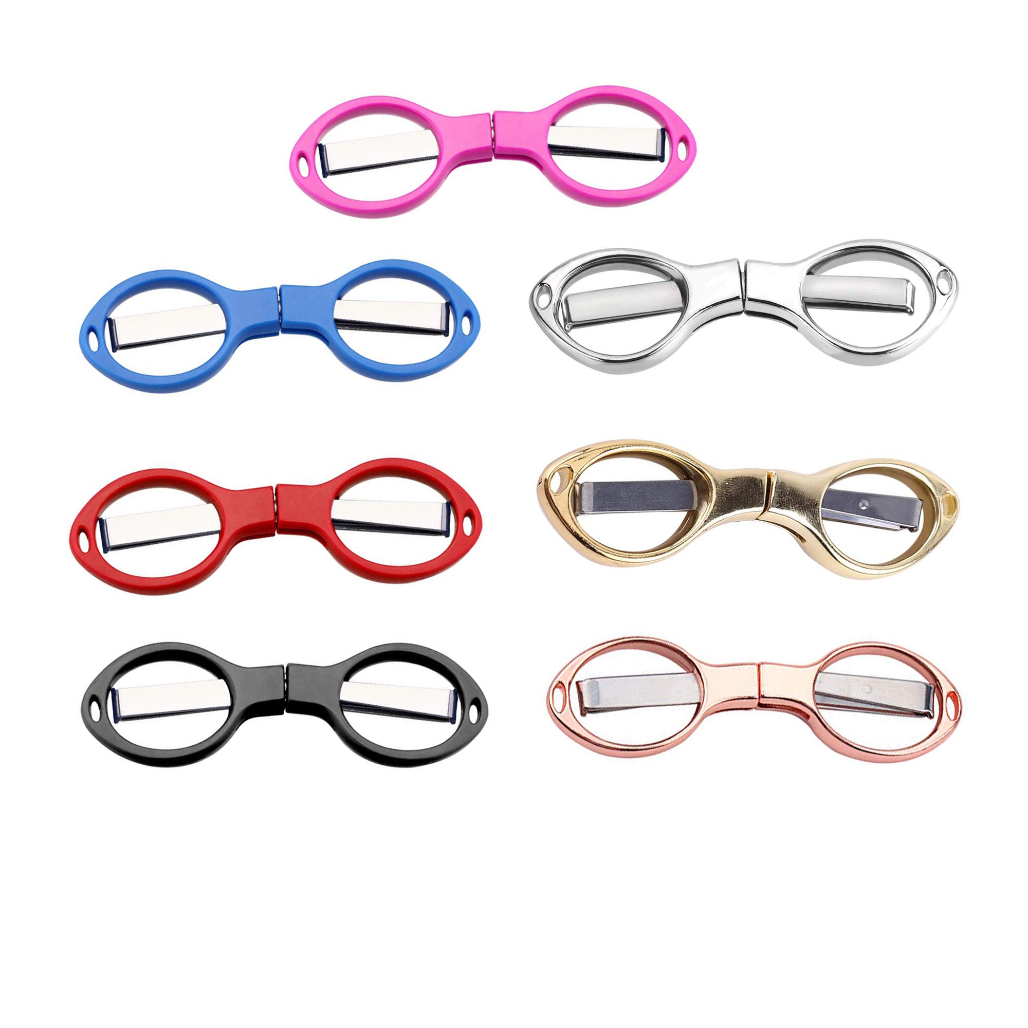 Schneespitze 7Pcs Folding Safety Scissors,Scissors Sewing Snips Foldable Pocket Scissors Office Portable Projects Scissors Foldable Scissors Plastic Handles Multipurpose Scissors