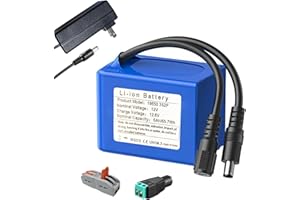 GENERIC 6000mAh 12V Lithium-Ion Battery Pack with Charger - Reliable Power Supply for RC Models Security Cameras Drones LED Projects Electronics & DIY Applications,DC5521 Output 12v 6Ah Battery