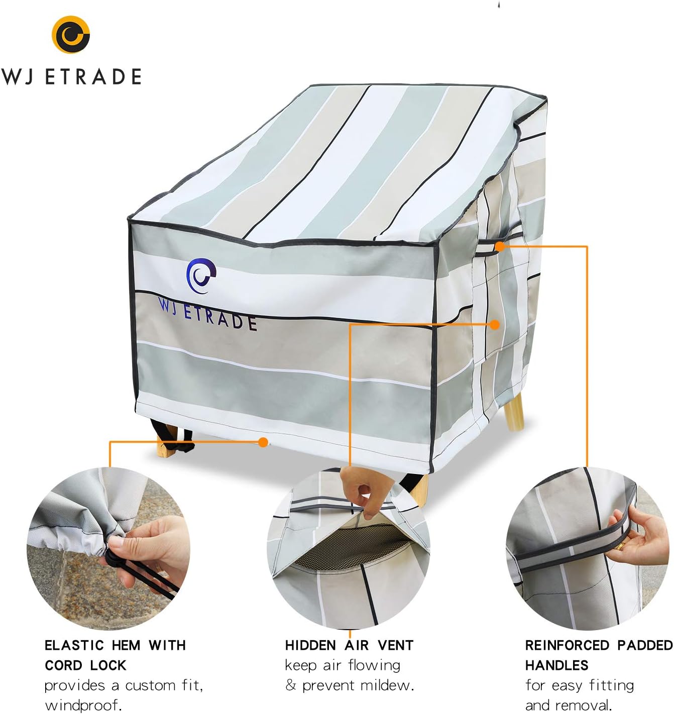 Patio Chair Covers, 2Pack, 28" Wx30 Dx36 H Dining Chair High Back Chair Cover, Heavy Duty Waterproof UV Resistant Outdoor Furniture Cover, Striped : Garden & Outdoor