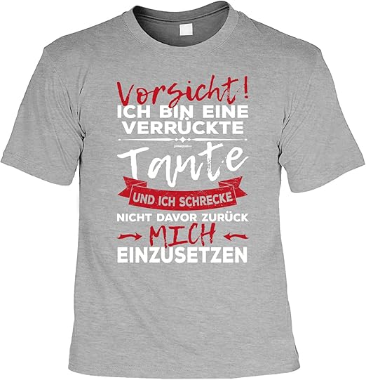 T-Shirt Tante Shirt Vorsicht verrückte Tante Geschenk für die Tante Geschenkidee Tanten: Amazon ...