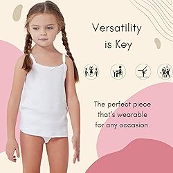 Feathers Girls Solid White Snug Fit Tagless Cami