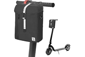 AIWARGOD Portable Electric Scooter Bag, 4L Large Soft Scooter Storage Bag with Shoulder Straps, Pockets and Reflective Strips, Waterproof Electric Bike Front Handlebar Bag, Black